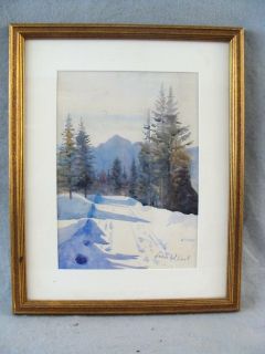 Antique John Whorf Winter Road Tall Pines w C Painting