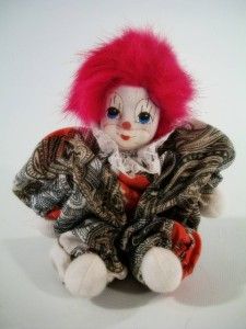 bean bag beanbag stuffed clown doll pink hair heavy