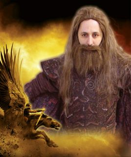   Hades Costume Brown Grey Frosted Beard Wig Mustache Set Old Man