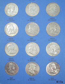 1948 1963 complete set ben franklin silver half dollars up for auction 