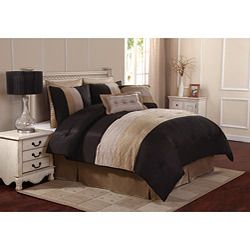 Luxury 24 PC Bed in A Bag Black Taupe King Size