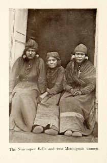 1911 Print Portrait Native Girls Nascaupee Montagnais Canada Costume 