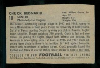 1952 bowman small football chuck bednarik eagles 10