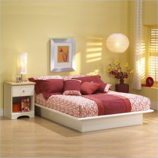 South Shore Newbury White Wood Platform Bed 3 PC Bedroom Set
