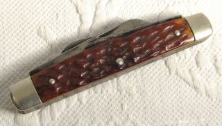 Vintage John Primble Belknap 4 Blade Pocket Knife w Fine Jigged Red 