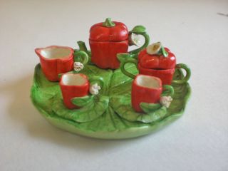 Tiny Decorative Dollhouse Miniature Teaset Red Bell Pepper