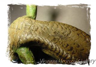   Polychrome Vienna Bronze Lizard Reptile Signed Bergmann Austria