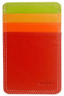 Belarno Flat Cardcase with ID Window Credit Card Holder A230 Red Multi 