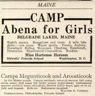 1914 Advertisement for ABENA Camp for girls Belgrade Lakes Maine