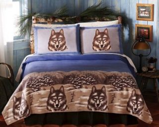 Wolf Design Fleece Coverlet Full Queen