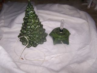 Lighted Ceramic Christmas Tree with cord and bulb on and off switch on 