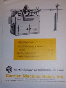 Vtg P Bechet Catalog RM 12 Swiss Type Automatic Lathe