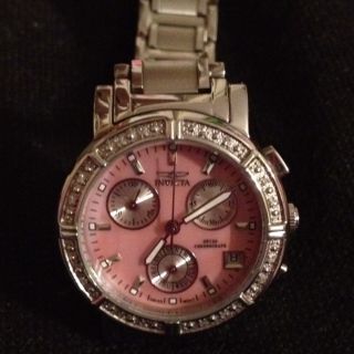 Womens Invicta Diamond Chronograph Watch Pink MOP