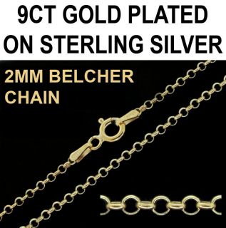 9ct Gold Plated on Silver 16 18 20 22 24 Belcher Chain