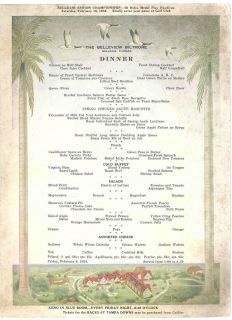 ANTIQUE 1934 BELLEVIEW BILTMORE HOTEL MENU BELLEAIR, FLORIDA DINNER 