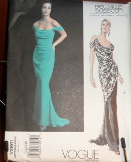 VOGUE Pattern V2801 Bellville Sassoon Evening Gown Drape Sleeves Size 