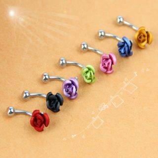 1PCS Single Rose Belly Button Ring Navel body jewellery Rings