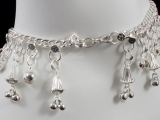 Anklet Ankle Bracelet Jewelry Silver Tone w Bells Charms JW190