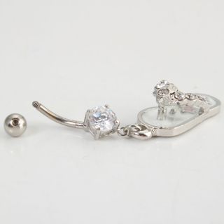   Belly Button Ring Steel Clear Crystal Body Piercing Jewelry