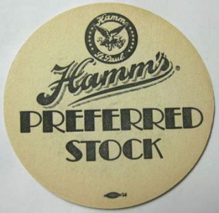 Hamms Preferred Stock Beer Coaster St Paul Minnesota