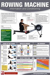 ROWING MACHINE WORKOUT Professional Fitness Gym Wall Chart Poster