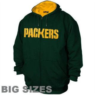 Green Bay Packers Big Sizes Thermal Fleece Full Zip Hoodie Sweatshirt 