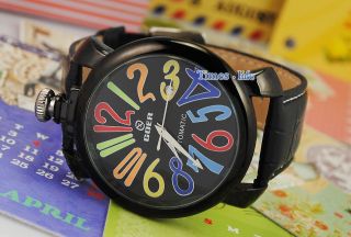   full black face big number dispaly date mens automatic watch military