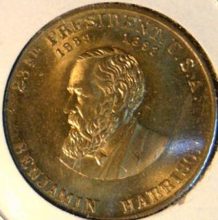 Benjamin Harrison Mint Version 1 Commemorative Bronze Medal Token Coin 