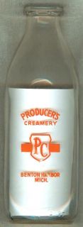 Producers Creamery Benton Harbor Michigan Milk Bottle