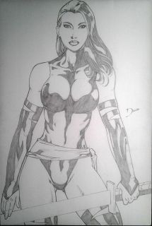 Marvel Psylocke Betsy B X Men Wolverine Original Comic Art Pinup 