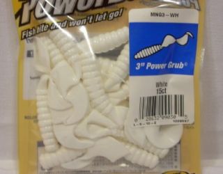 Berkley Powerbait 3 White Power Grubs Soft Plastic Package 15ct 