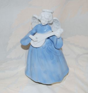Berman Anderson White Blue Ceramic Angel Music Box