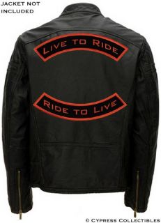 Live to Ride Two Embroidered Large Patch Rocker Patches Iron on Black 