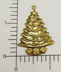 59463 12 PC Brass Oxidized Christmas Tree Charm Jewelry Finding Sale 