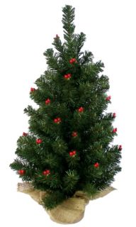   berry pine traditional christmas tree 24 inches red berry clusters the