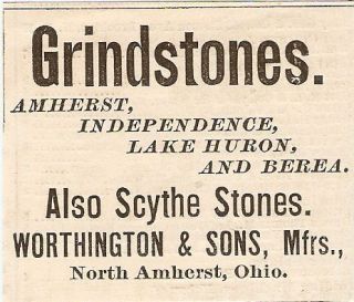   Grindstones Scythe Stone Ad Tool Berea North Amherst Ohio