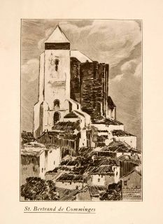1907 Halftone Print Saint Bertrand de Comminges France Architectecture 