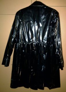Bianca Nygard Black Patent Leather Look Coat Size 16