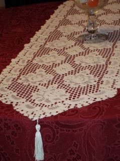 White Lace Floral Table Runner Dresser Scarf 13X45