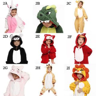 Kids Animal Kigurumi Unicorn Giraffe Bear Lion Monkey Cosplay Costume 