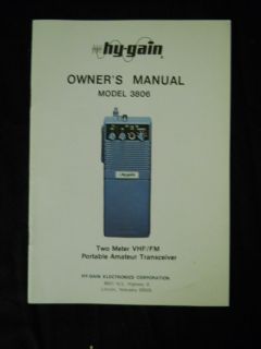 Hy Gain Model 3806 2 Meter VHF/FM Portable Amateur Transceiver Owner 