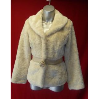 Gorgeous Beth Bowley Anthropologie Thick Soft Cream Faux Fur Coat M 