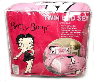 Betty Boop Twin Size Comforter Set Pink Bedding 5pc