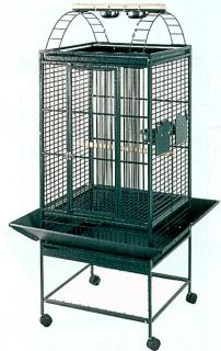 Parrot Bird Wrought Iron Cage 22x22x60 Play Top Green