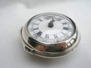 Fine Square Pillar Solid Silver Pair Case Verge Fusee Pocket Watch 