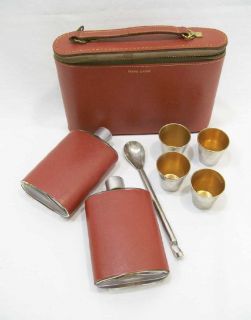 genuine leather travelling case and beveridge liquor set includes 4 