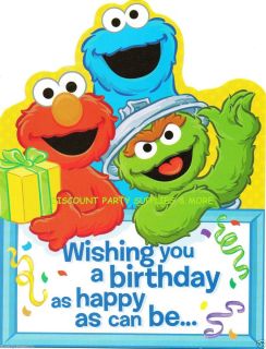   Cookie Monster Oscar The Grouch Happy Birthday Greeting Card