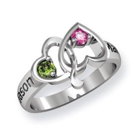   Gold Sterling Silver Couples Gemstone Birthstone Heart Ring
