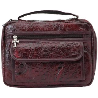   alligator embossed burgundy genuine leather bible cover this leather