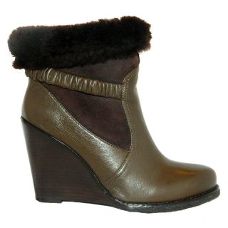 Biviel Grizzle Ankle Wedge Boots with Fur Cuff Size 38